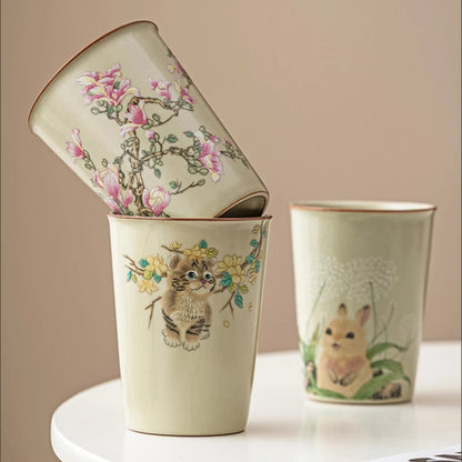 Cute Retro Cute Cat Ceramic Cup Household Large Tea Cup Office Single Cup