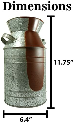 Galvanized Metal Milk Can Vase 1.3 Gallon- Rustic Look for Country themed home
