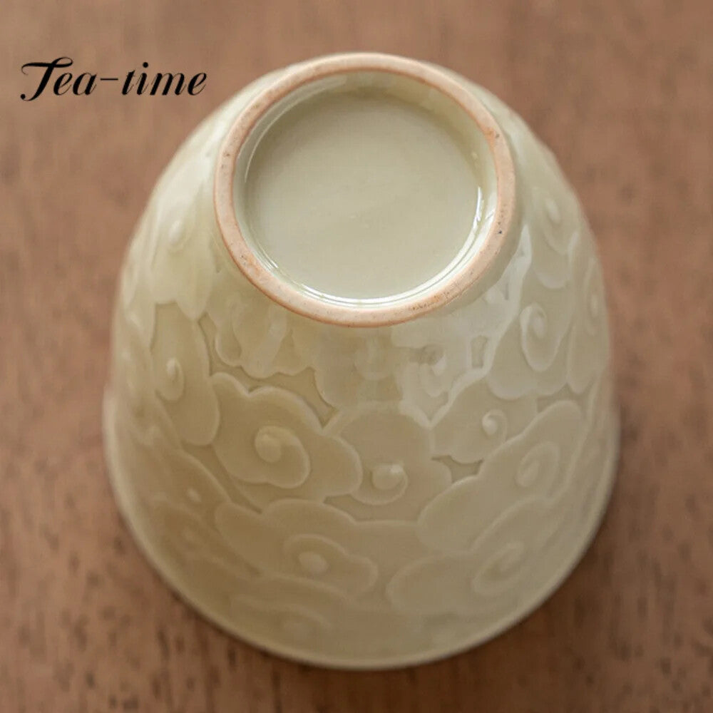 100ml Retro Ice Table Galze Ceramic Master Cup Handmade Relief Cloud Tea Cup
