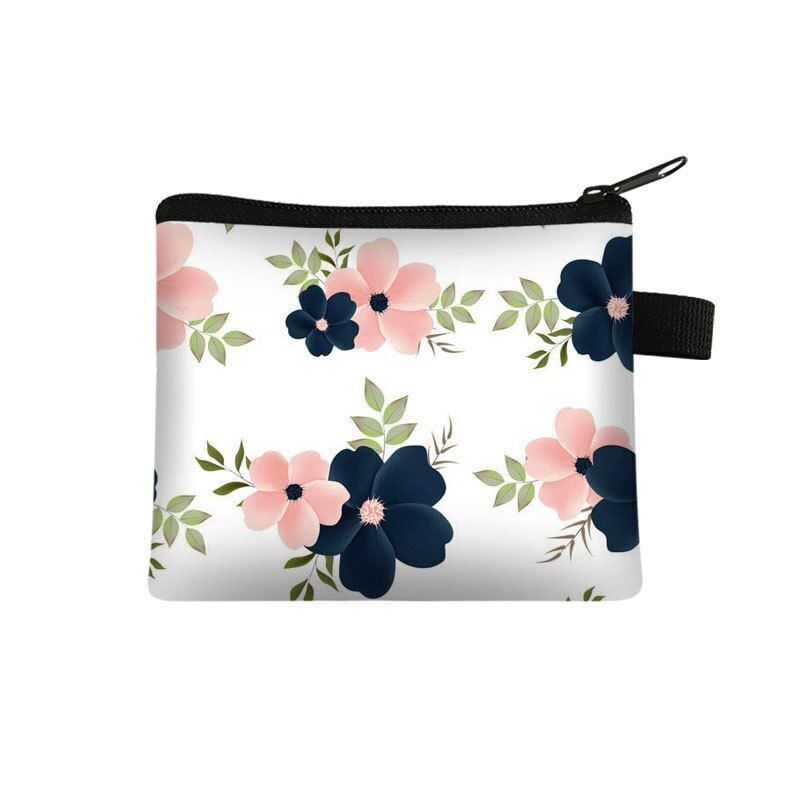 Floral Print 13.5*11 CM Cosmetic Bag Napkin Organizer Coin Card Lipstick Pouches