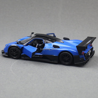 1/36 Scale Pagani Zonda R Model Car Diecast Toy Cars 2 Doors Open Pull Back Blue
