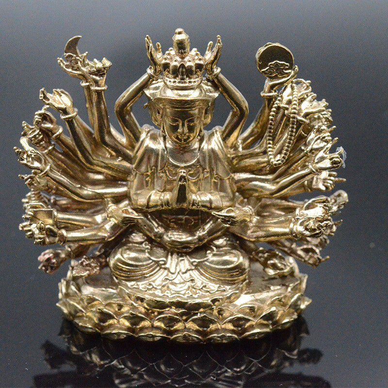 Thousand-hand Bodhisattva Brass Cundi Guanyin Bodhisattva Buddhism Statue Decor