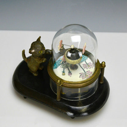 Cat Catching Fish Clock Table Clock Retro Craft Lucky Feng Shui Ornaments