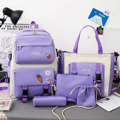 2023 4 Pcs Sets Children's School Backpack Women's Bookbag School Bags Girls
