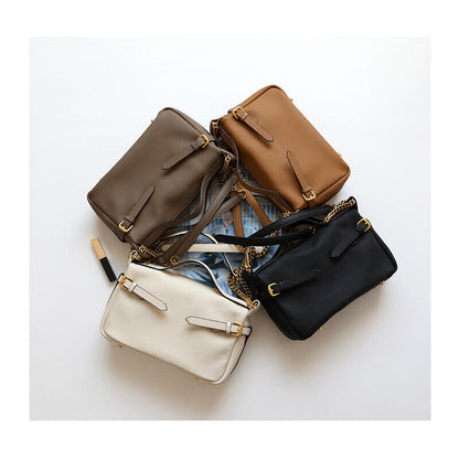 Small Mini Real Leather Shoulder Bag Tote Pouch w/ Chain Straps Fashion Handbag