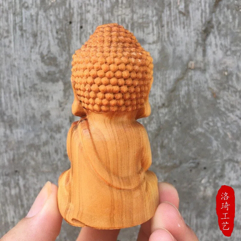 Cliff Cypress Wood Carving Tathagata Buddha Solid Wood Crafts Ornaments