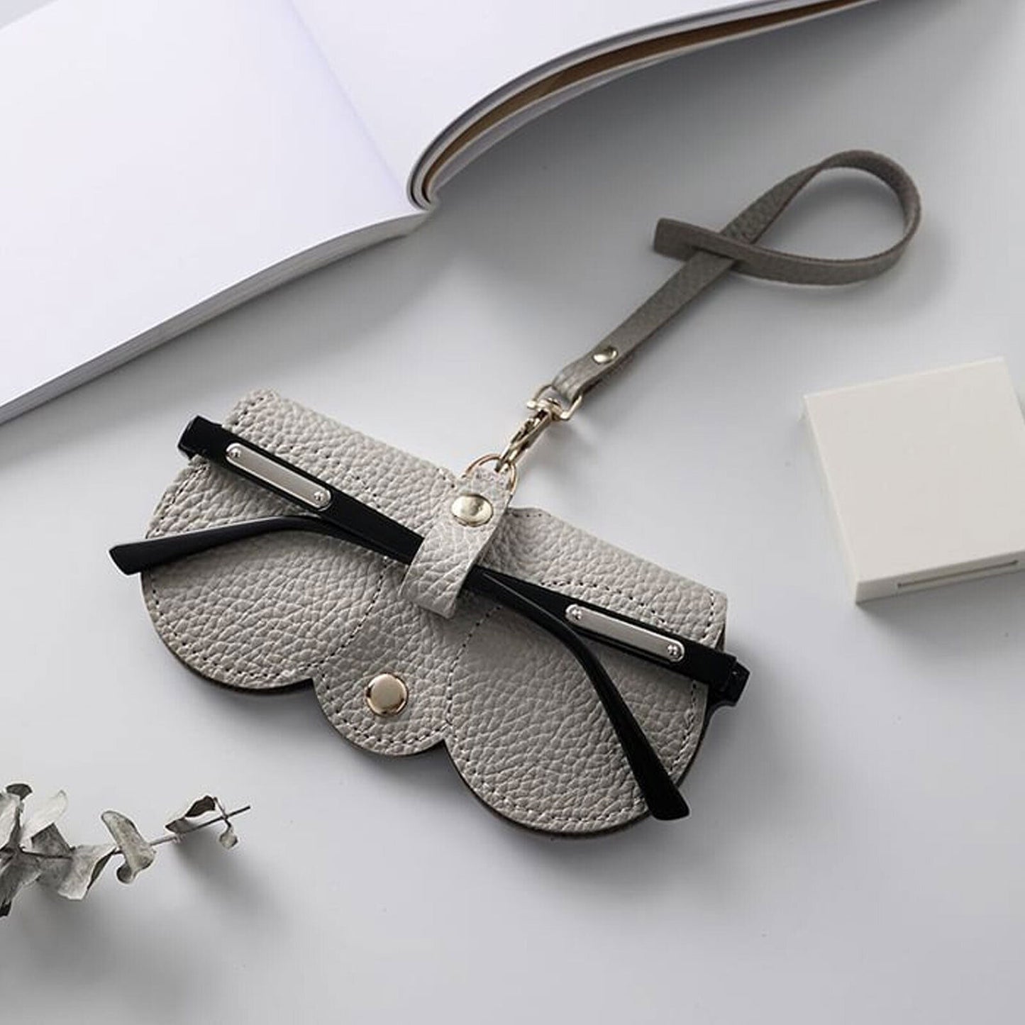 2Pcs Soft Leather Sunglasses Bag Eyeglasses Reading Glasses Case Holder Storage