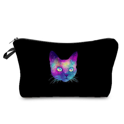 Makeup Bag Travel Storage Purse Mini Toiletry Bags Black Cat Print Cosmetic Case