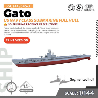 SSC144954S-A 1/144 Military Model US Navy Gato Class Submarine Full Hull