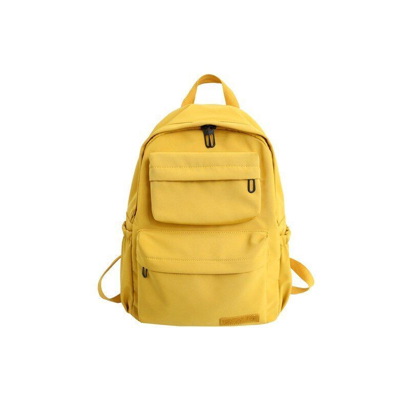 Waterproof Nylon Backpack Solid Color Traveling Large Schoolbag Orange/Green Bag