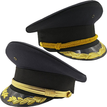 Army Officer Hat Captain Cap Black Soldier Fancy Dress Military Performance New