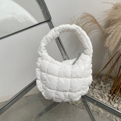 Quilted Shoulder Bag Pleated Cloud Shape Versatile Small Shoulder Handbag Totes