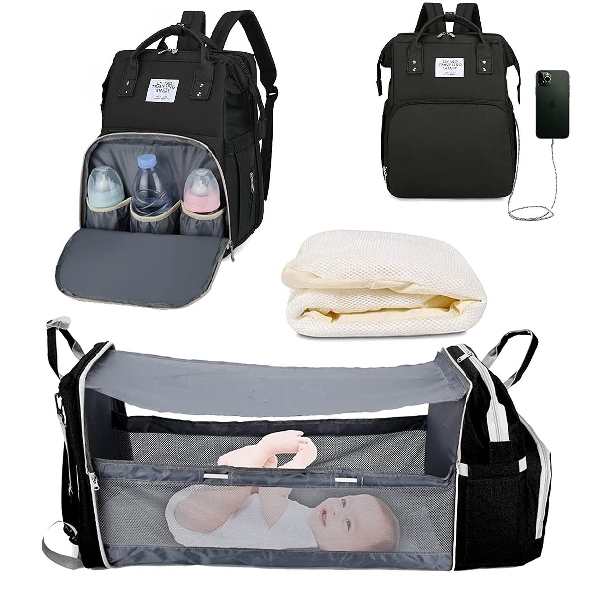 Diaper Bag Backpack Baby Bed Travel Bag Charge Diaper Bag Backpack Bed 3 types