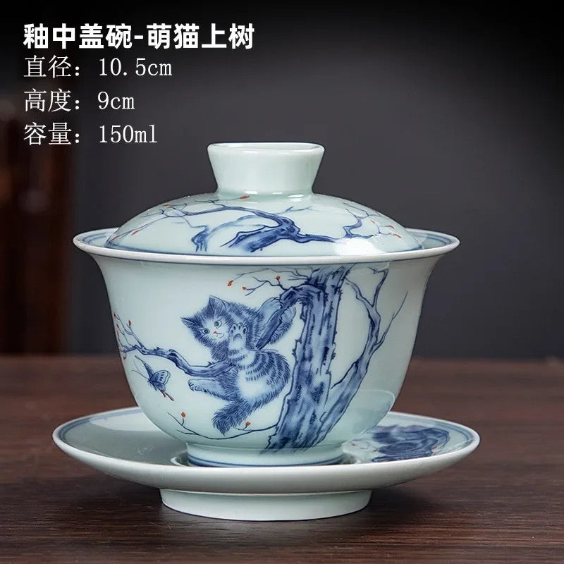 150ml Exquisitely Ceramic Gaiwan Chinese Hand-painted Kung Fu Tea Cup Tea Bowl