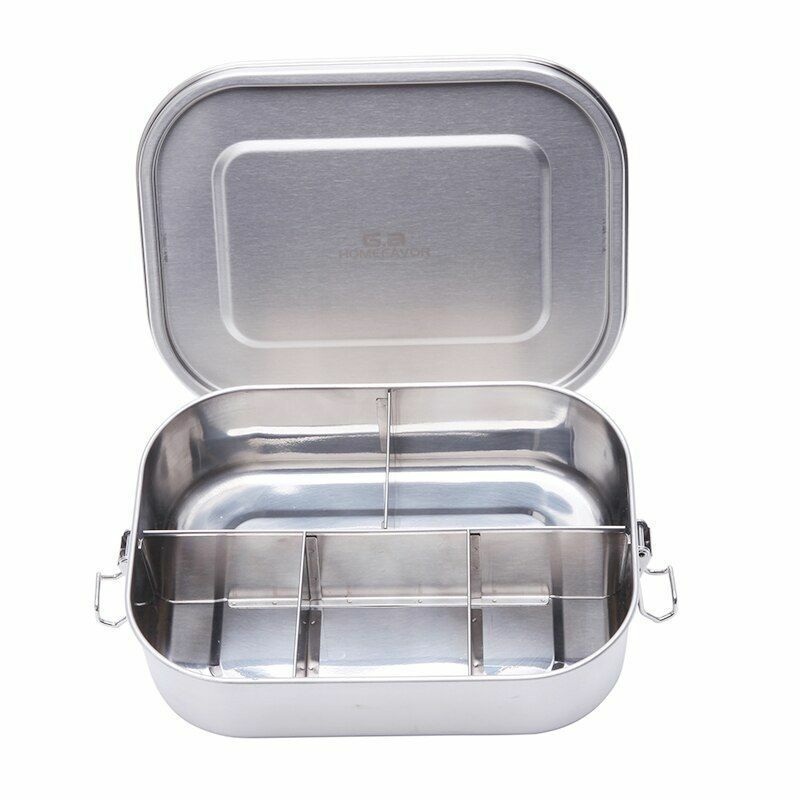 Lunch Container Stainless Steel Food Snack Storage Boxes Eco-friendly Rectangle