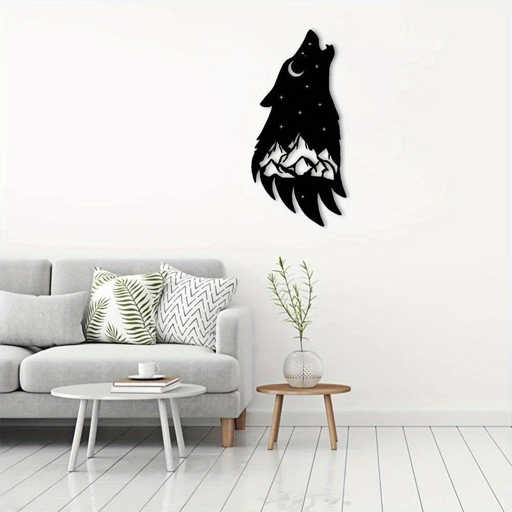 HelloYoung Howling Wolf Metal Wall Art 12in Rustic Outdoor Home Decor