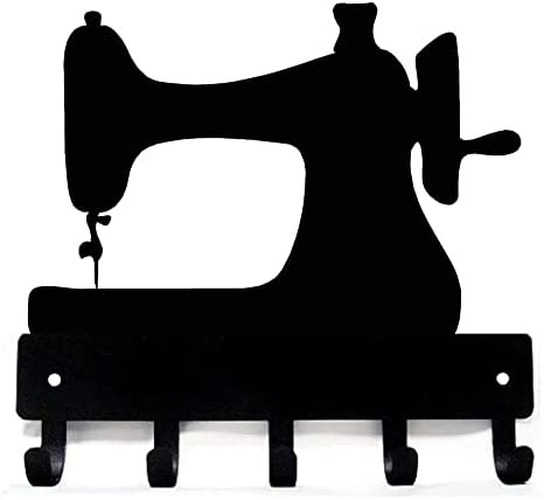 Seamstress Sewing Machine Metal Key Rack -9 Inch Wide/6 Inch Wide Metal Wall Art