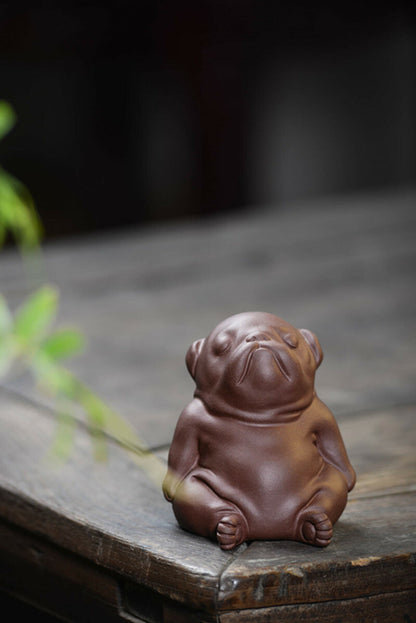 Chinese Yixing Zisha Pottery Lovable Animal Shar Pei Tea Pet Statues