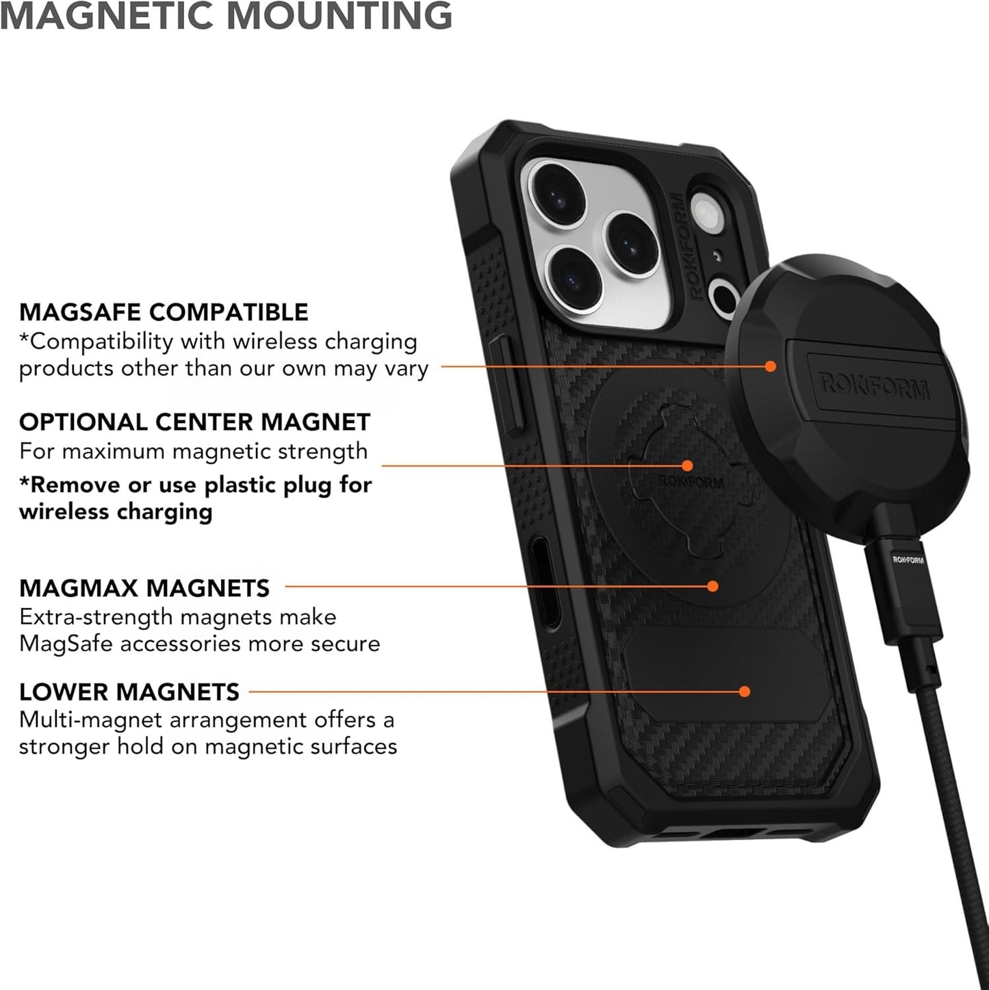 Rugged Case Compatible with Iphone 17 Pro, Magnetic Cover (Black)