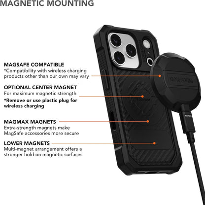 Rugged Case Compatible with Iphone 17 Pro, Magnetic Cover (Black)