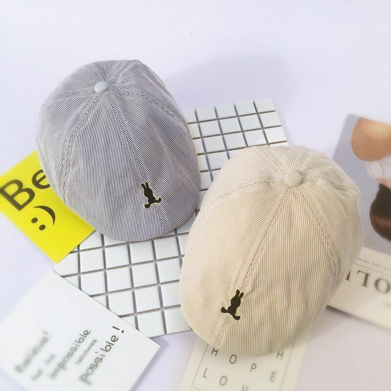 Baby Hat Spring Cotton Handsome Striped/Solid Boy Cap Beret Kids Sun Accessories