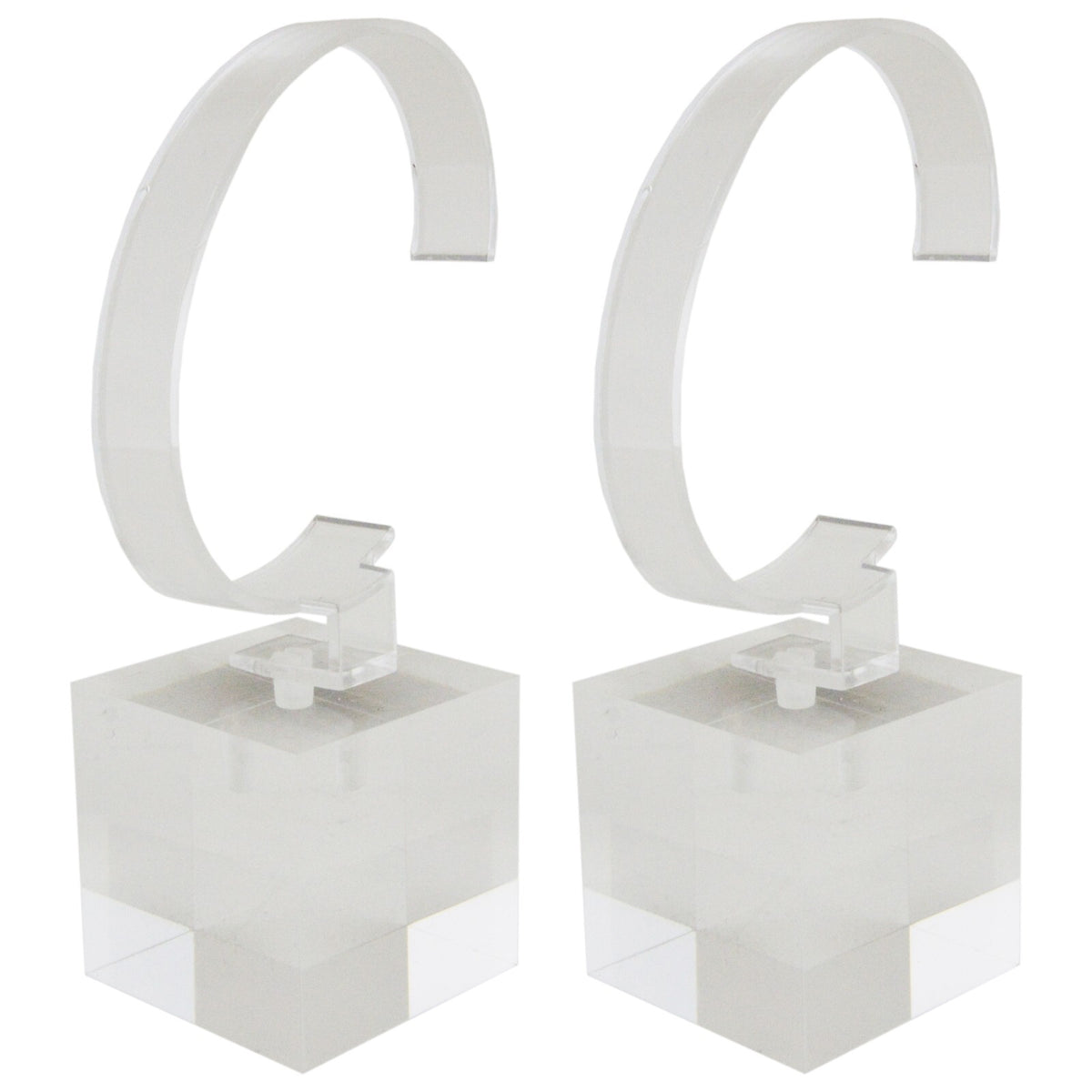2 Pack of Crystal Clear Watch Stands with Sturdy Acrylic Weighted Base