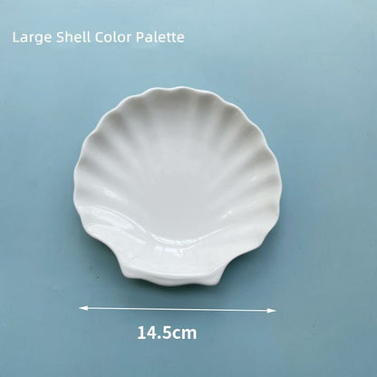 Watercolor Palette Ceramic Oil Painting White Porcelain Shell Color Mixing Plate
