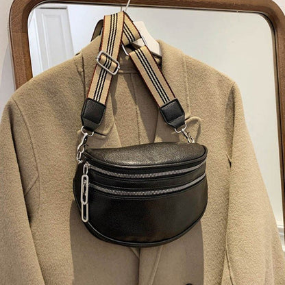 Wide Strap Messenger Bag Soft Leather Crossbody Large Sling Shoulder Purse 1 PC