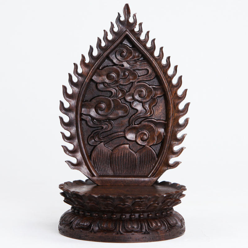 16.5cm Mahogany Carved Buddha Statue Lotus Base Wood Guanyin Bodhisattva Base