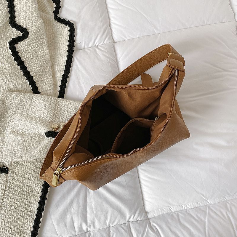 Single Shoulder Bag Fashionable Bag Solid Color Leather Single Shoulder Bag 1 PC