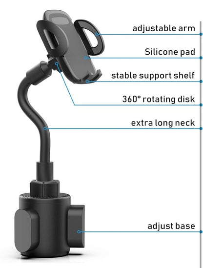 Strong Car Cup Holder Phone Mount for Cell Phone Compatible with Apple & Samsung