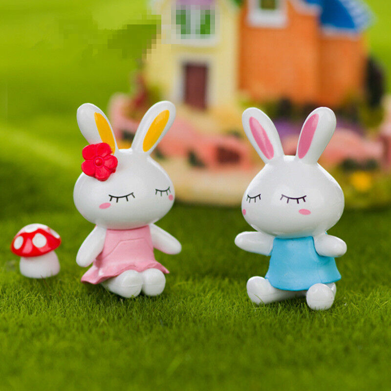 Mini 2 Pcs Miniature Dogs or Rabbits Dollhouse Decor Supplies Furniture Handmade