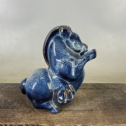 4.7" China Qing Fancy Glaze Porcelain Fambe Lovable Animal Fat Horse Statue