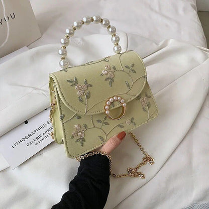 Shell Bead Bag Fashion Lace Handbag Chain Strap Shoulder Crossbody Purse Vintage