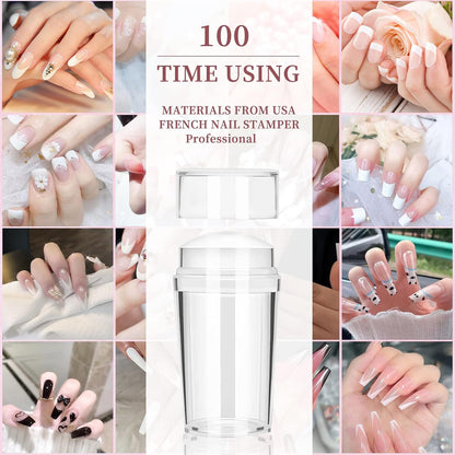 2PCS Silicone Head Nail Stamp Set with Scraper French Nail Art Template DIY Tool