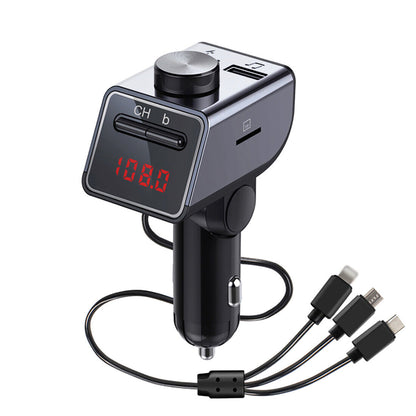 Bluetooth Car FM Transmitter MP3 Player with Type-C Micro-USB 8Pin Charger Cable