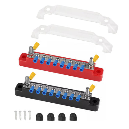 12V 300V AC Bus Bar Marine 1/4" #8 Stud Power Distribution Block For Car Boat