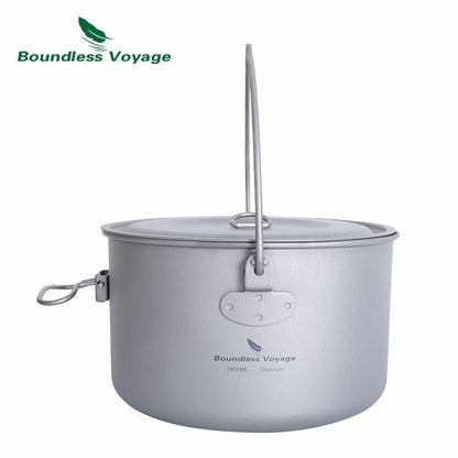 Pot 1.3L / 1.95L / 2.9L Camping Titanium Cookware Lid Lightweight Cooking Kit