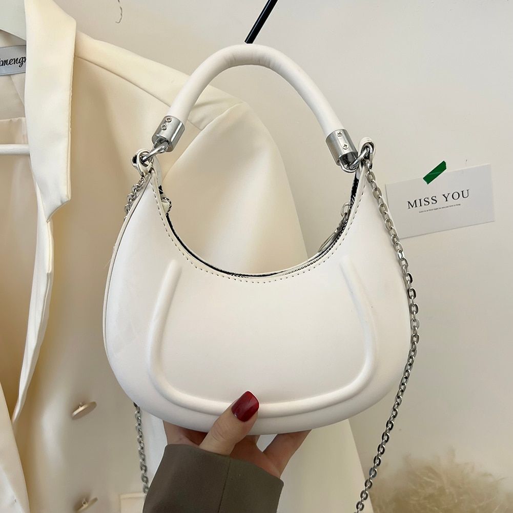 Chain Shoulder Bag Synthetic Leather Crossbody Satchel Handbag 23*19*11CM Zipper