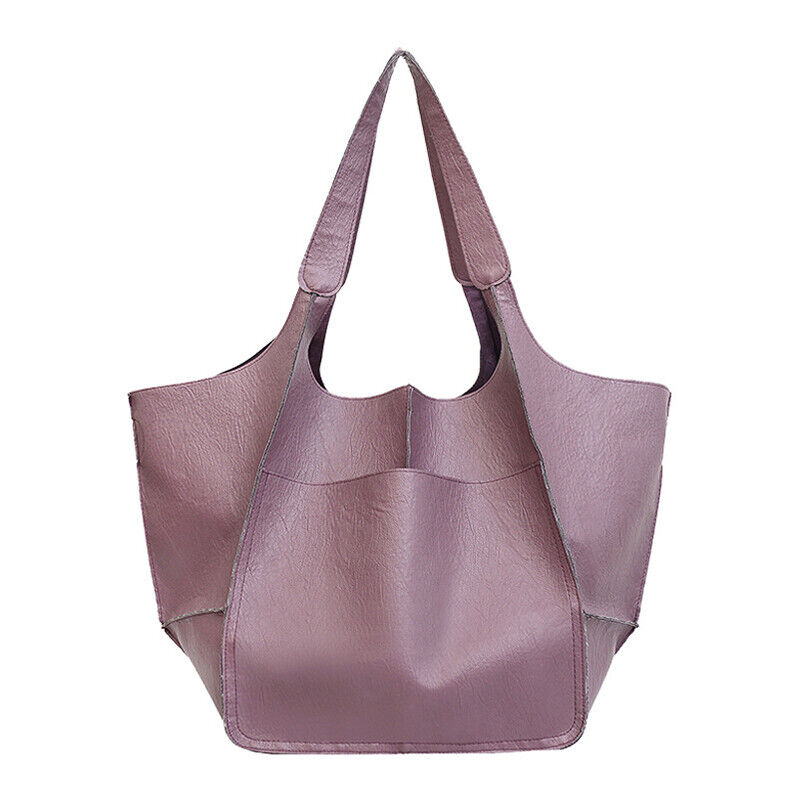 Women Large Capacity Soft Leather Casual Tote Shoulder Bag Retro Shopper Handb