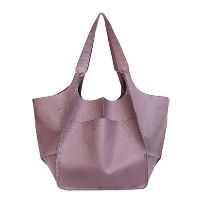 Women Large Capacity Soft Leather Casual Tote Shoulder Bag Retro Shopper Handb