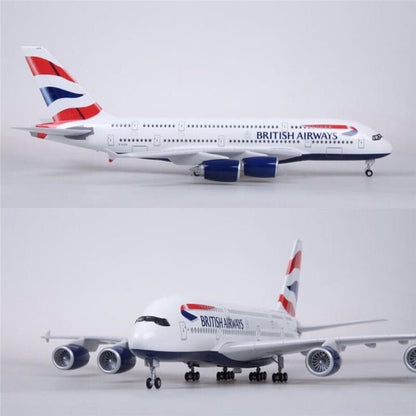 46CM 1:160 BRITISH AIRWAYS AIRBUS A380 Airplane Landing Gear Resin Plane Model