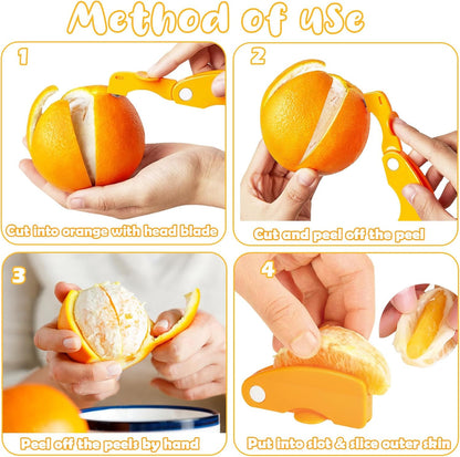 4PCS Citrus Orange Peelers Fruit Peeling Tools Sharp Blade Easy Peel Kitchen Set