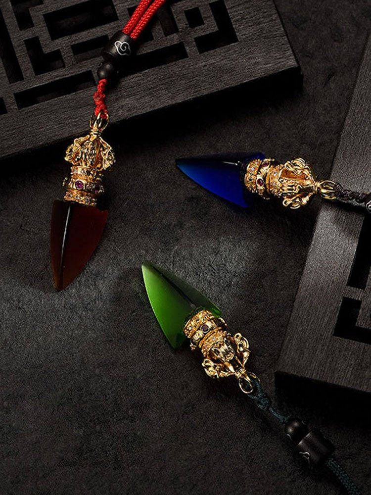 Glass Copper Vajra Pestle Pendant Pendant Necklace Pendant Amulets