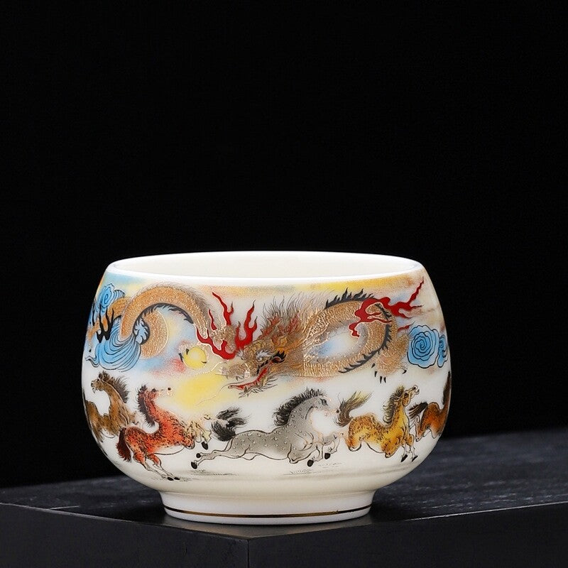 200ml Mug Fat Mutton Jade Porcelain Tea Cup Chinese Kungfu Master Cup Painted