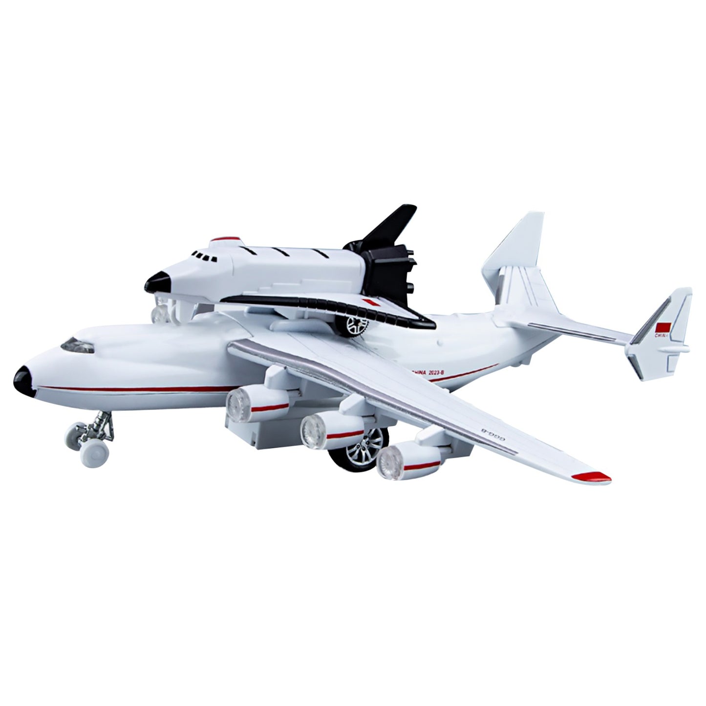 1/400 Soviet An-225 Plane w/Buran Orbiter Model Sound Light Pull Back Toy Decor.