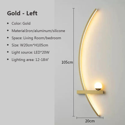 LED Wall Lamps Modern Black Gold Interior Nordic Art TV Home Decor Sconce Lights
