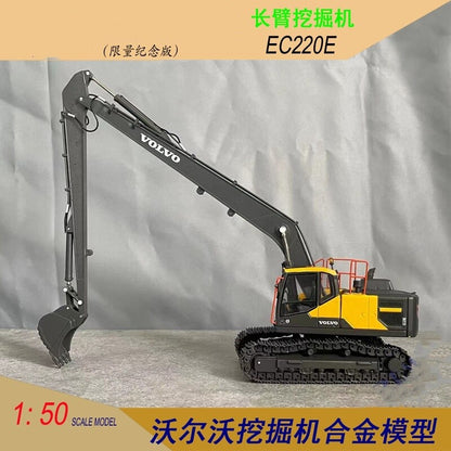 1:50 EC220E Extended Arm Excavator Machine Construction Equipment Diecast Model