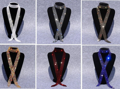 Men Ties Shiny Rhinestones Women Fashion Sequin Party Night Club Bar Accessories
