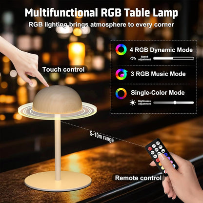 Nreonrick Wireless Bottle Lamp,Rgb Table Lamp, Dimmable Color Changing Desk Lamp